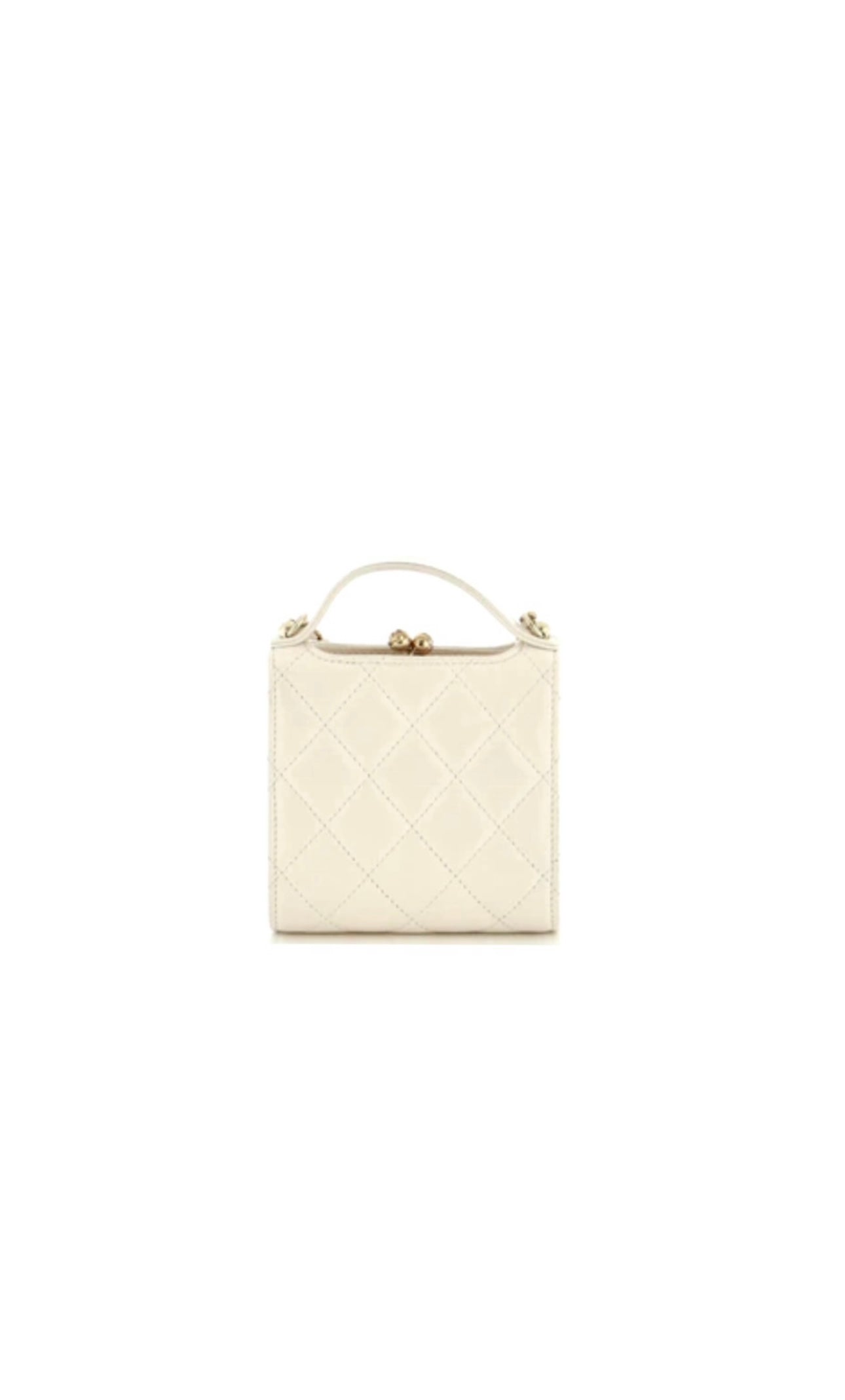 Off White Kisslock Frame Top Handle Quilted Lambskin Mini Bag