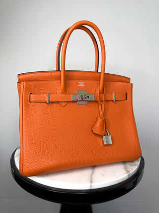 Orange Birkin 30 Palladium Hardware Excellent Condition