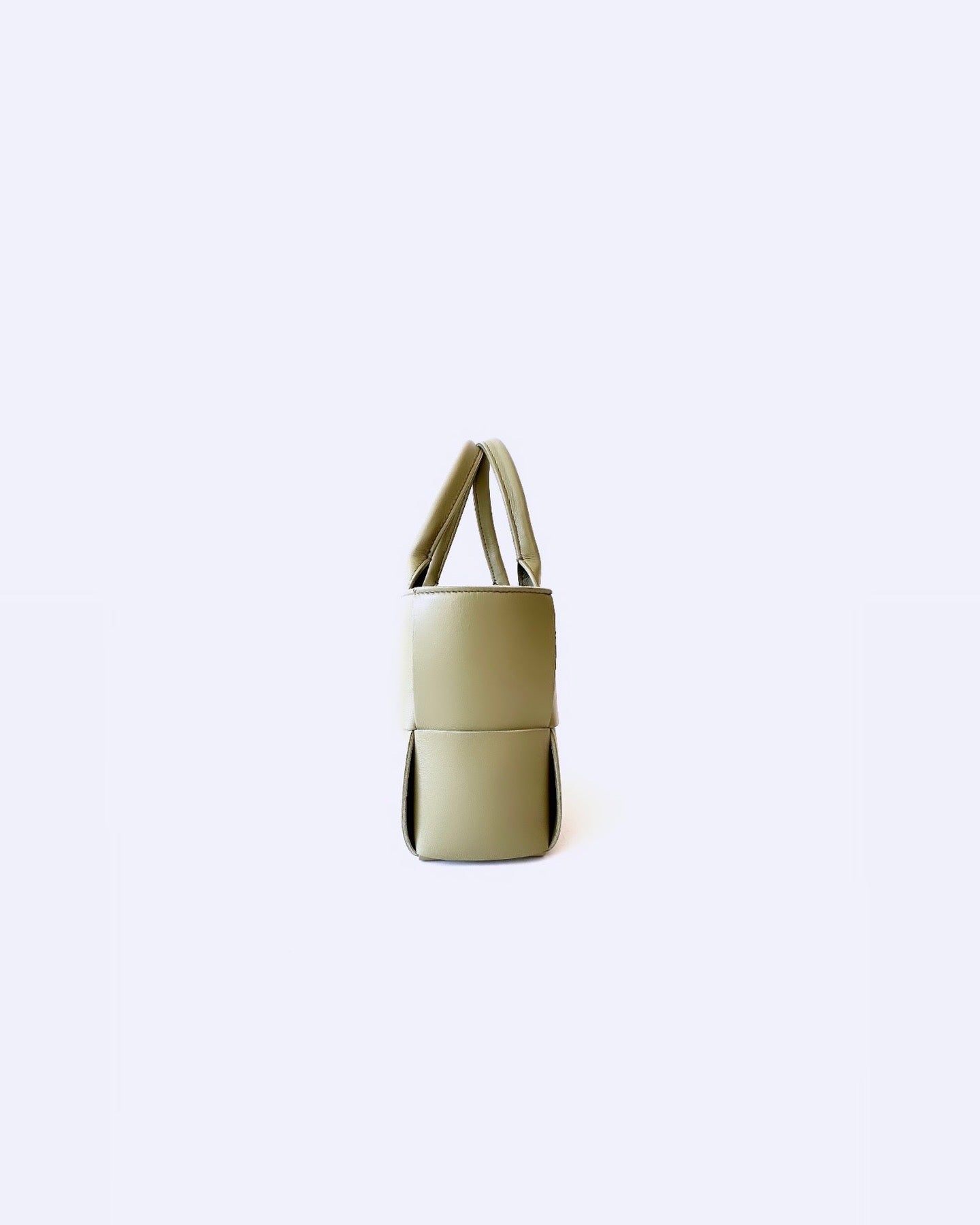 Travertine Intreccio Leather Mini Arco Bag