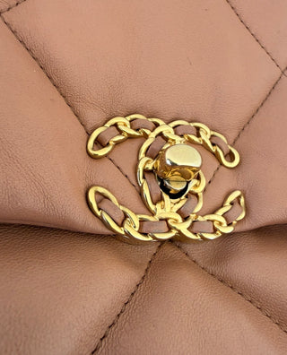 Caramel Medium Chanel 19 Flap Bag w Mixed Hardware   Like New Condition