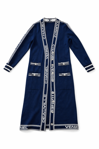 Chanel Iconic Navy Knit Cardigan