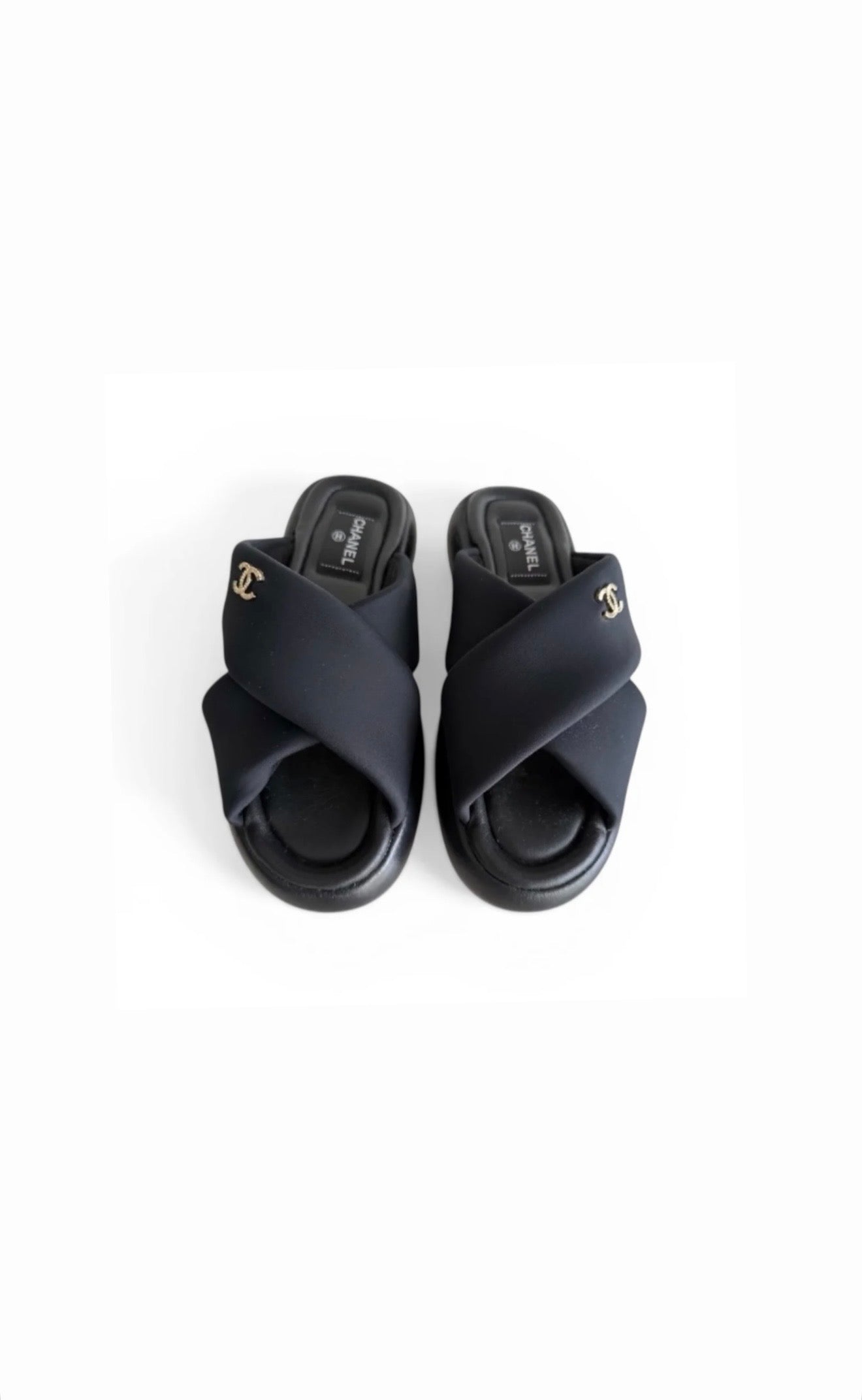 Chanel Cross Slides Like New Condition Size 39
