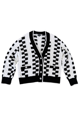 Chanel Black & White Cashmere Cardigan