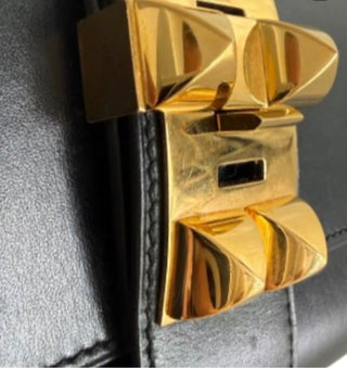 Hermes Black Medor 23 Box Calf Clutch