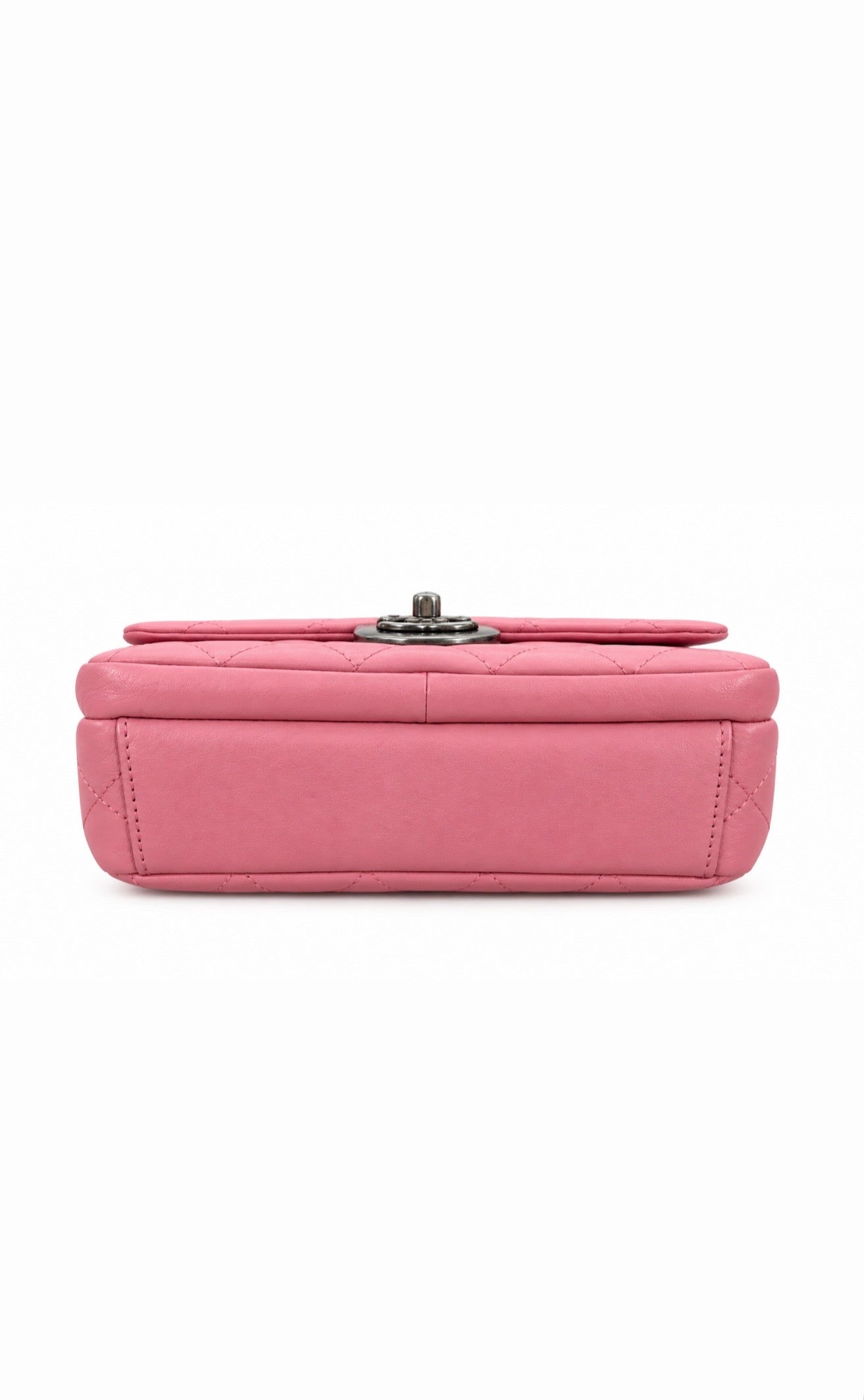 Chanel Pink Lambskin Double Carry Waist Chain Flap Bag Excellent Condition