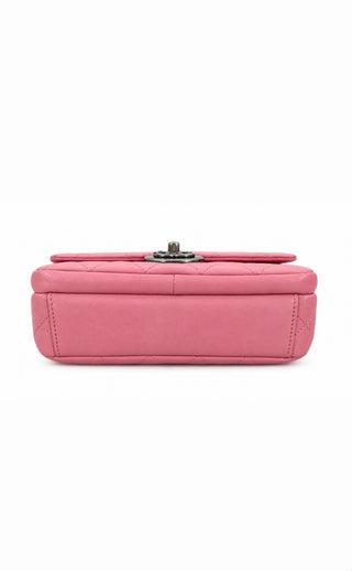 Chanel Pink Lambskin Double Carry Waist Chain Flap Bag Excellent Condition