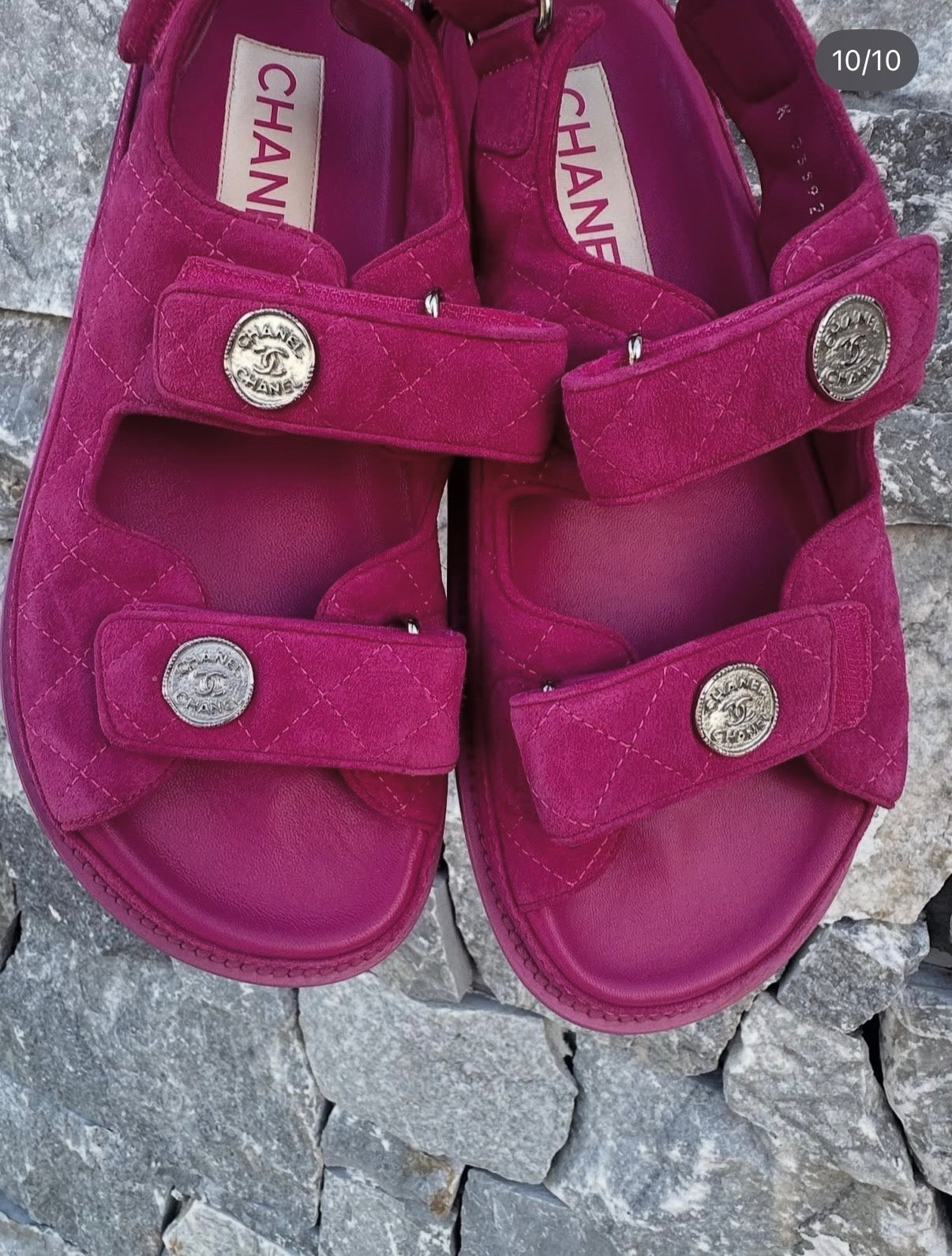 Chanel  Suede Calfskin Velcro Dad Sandal Size 39