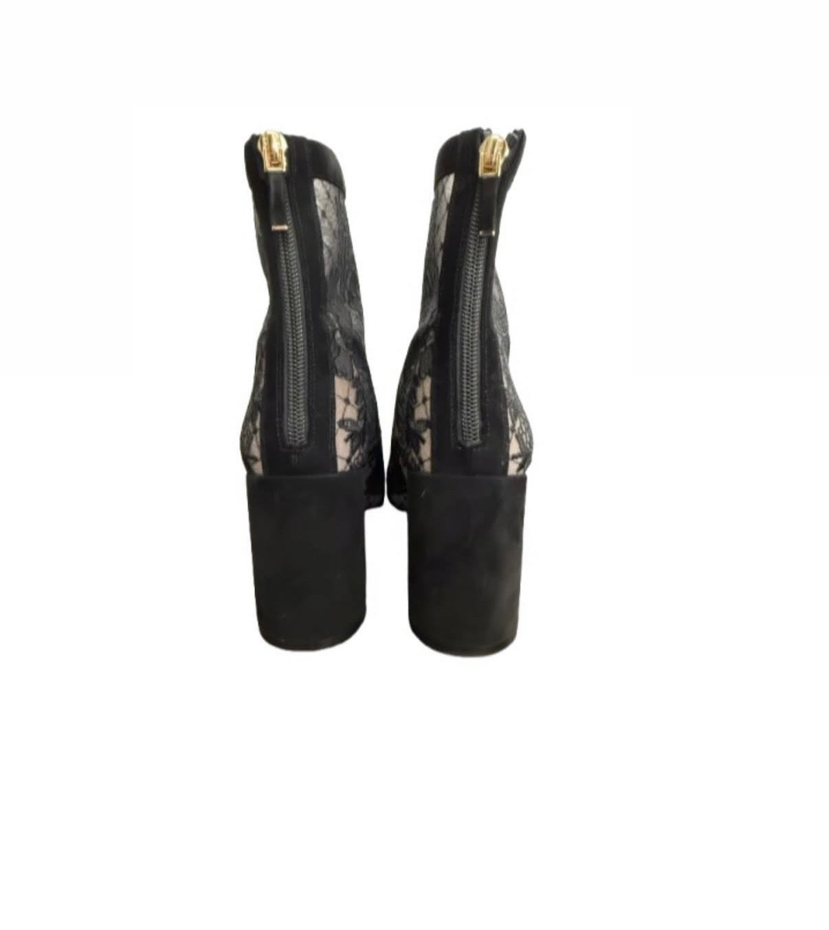 Christian Dior Black Mesh Rose Embroidery Boots Size 38