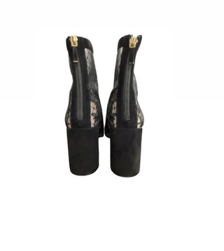 Christian Dior Black Mesh Rose Embroidery Boots Size 38