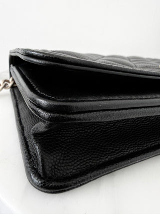 Chanel Black Caviar Boy Wallet On Chain w Gold Hardware
