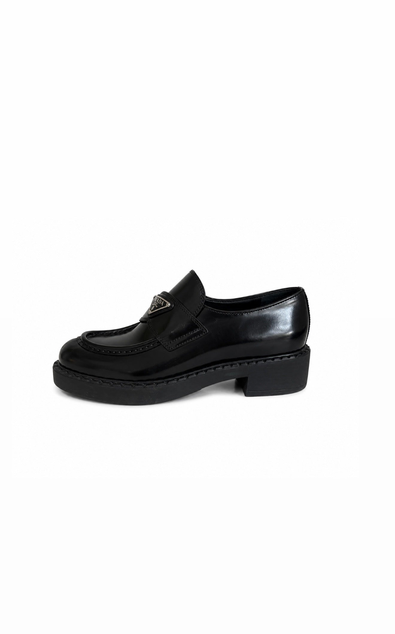 Black Platform Leather Loafers Like New Condition