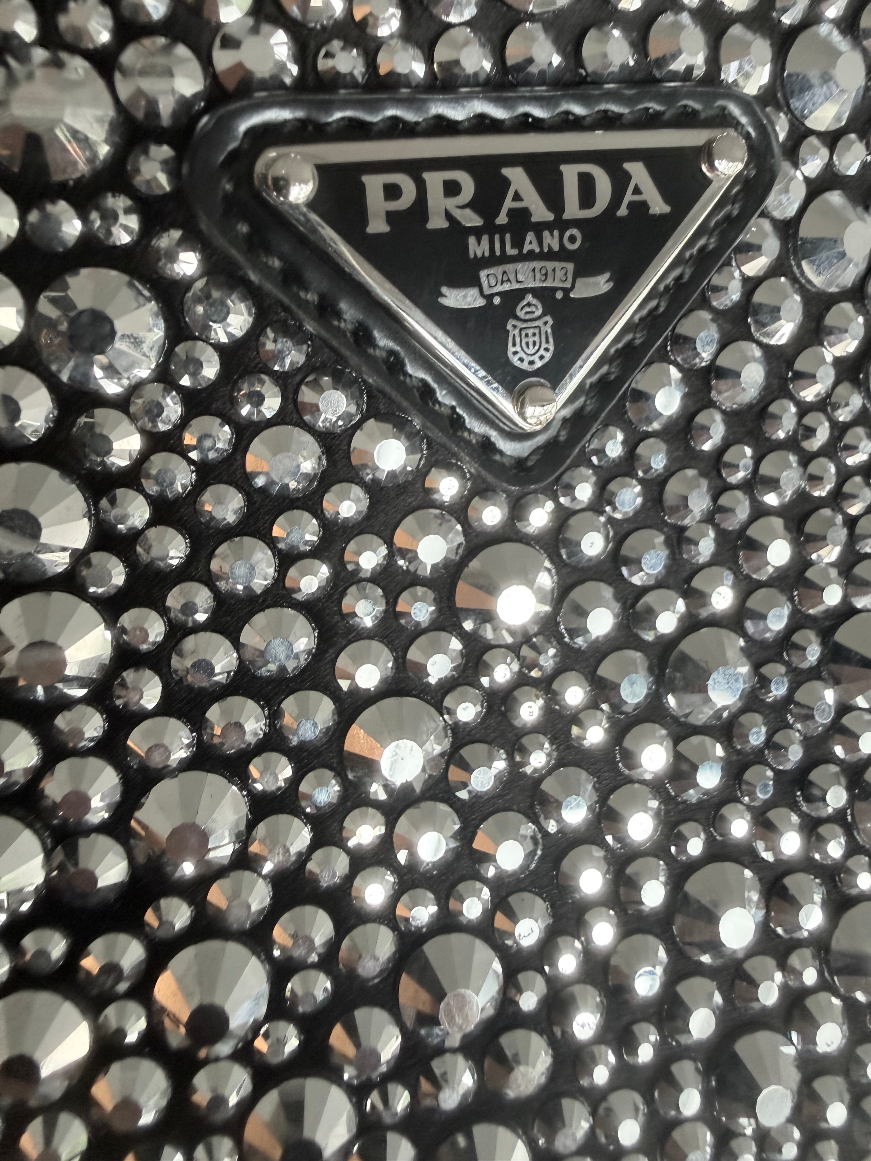 Prada Cleo Crystal Embellished Shoulder Bag Like New Condition
