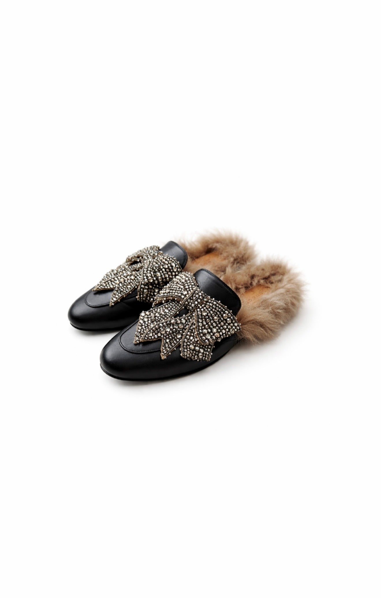 Gucci Black Faux Fur Mules