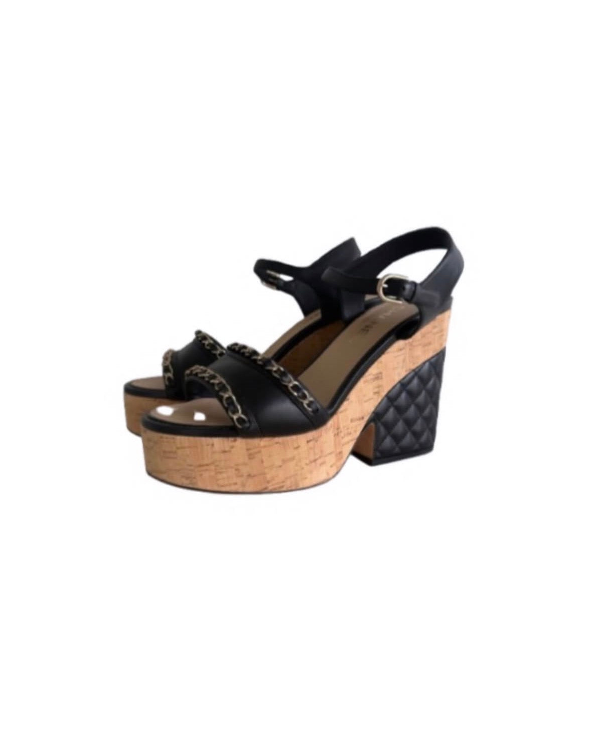 Chanel Black Leather Quilted Heels