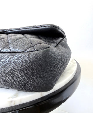 Black Quilted Caviar Jumbo Easy Flap Bag Good Condition