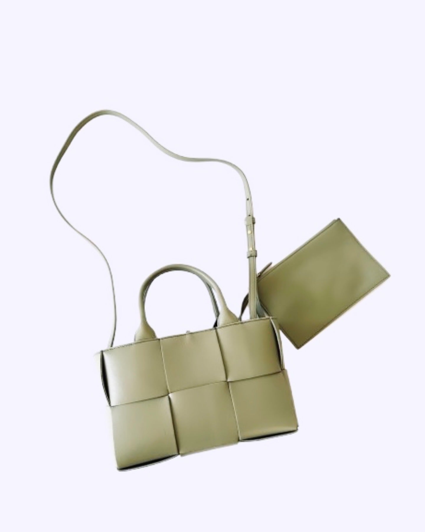 Travertine Intreccio Leather Mini Arco Bag