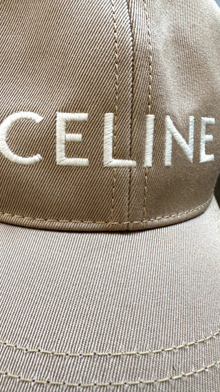 Beige Cotton Logo Baseball Cap