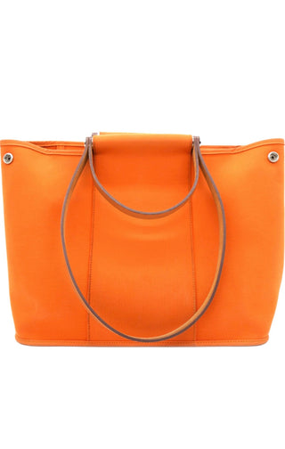 Orange Cabag Cloth Tote w Tan Handles