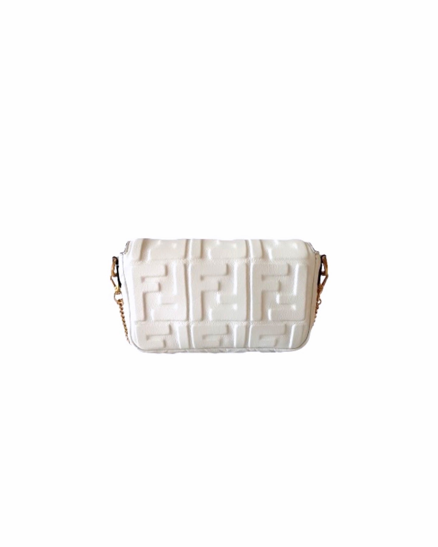 White Embossed Napa Leather Mini Baguette Bag