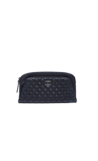 Black Quilted Caviar Curvy Clutch