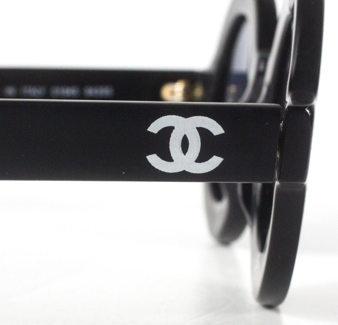 Vintage 1993 Black PARIS CC Logo Round Plastic Sunglasses