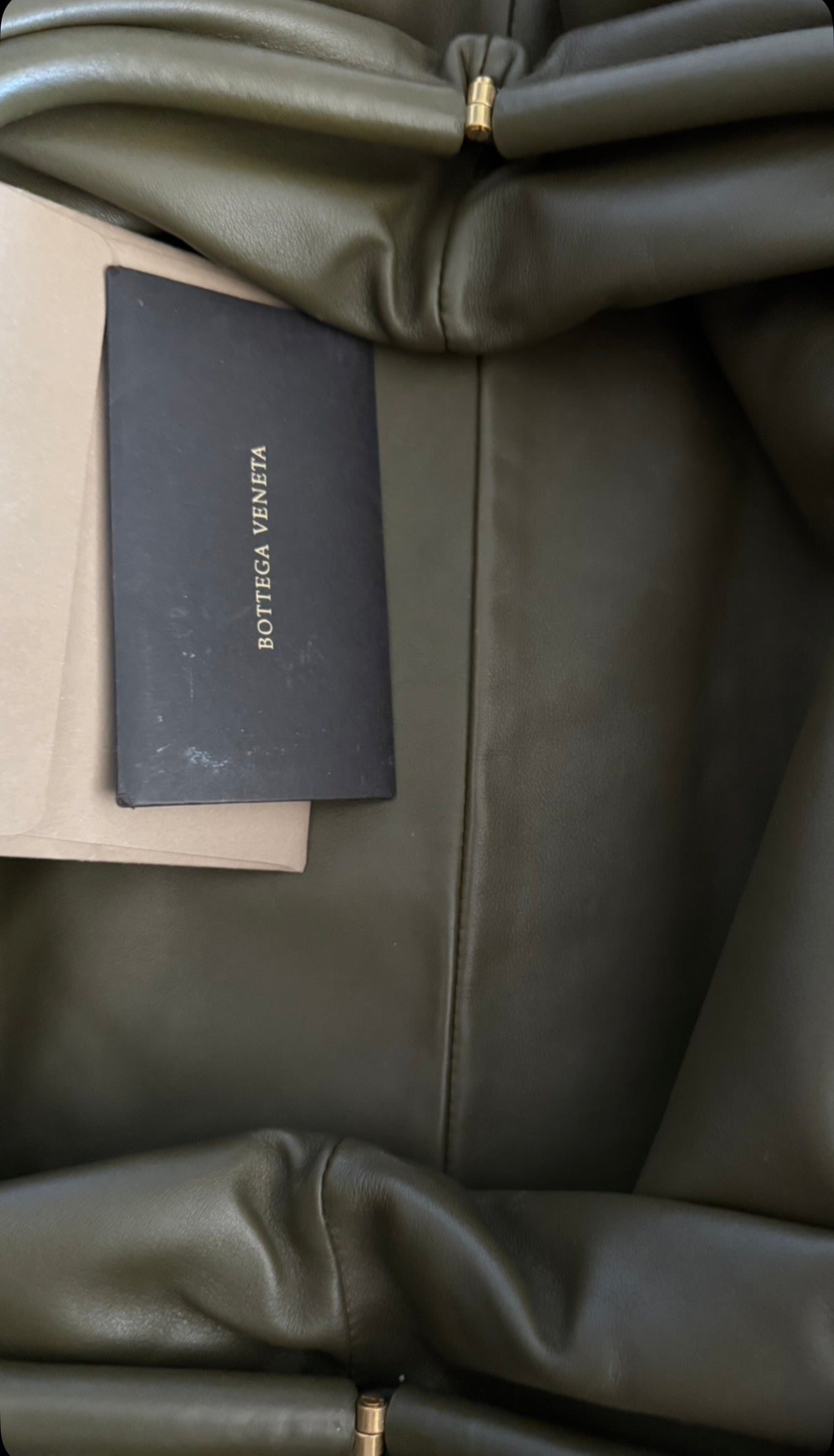 Bottega Khaki Large Pouch Clutch Bag
