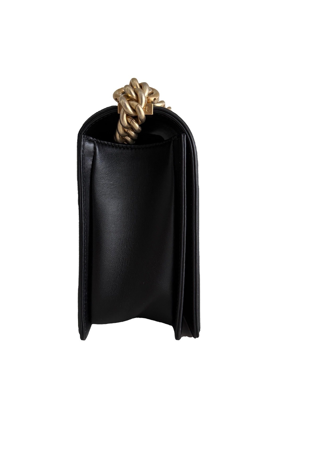 Chanel Black Quilted Lambskin Medium Boy Bag