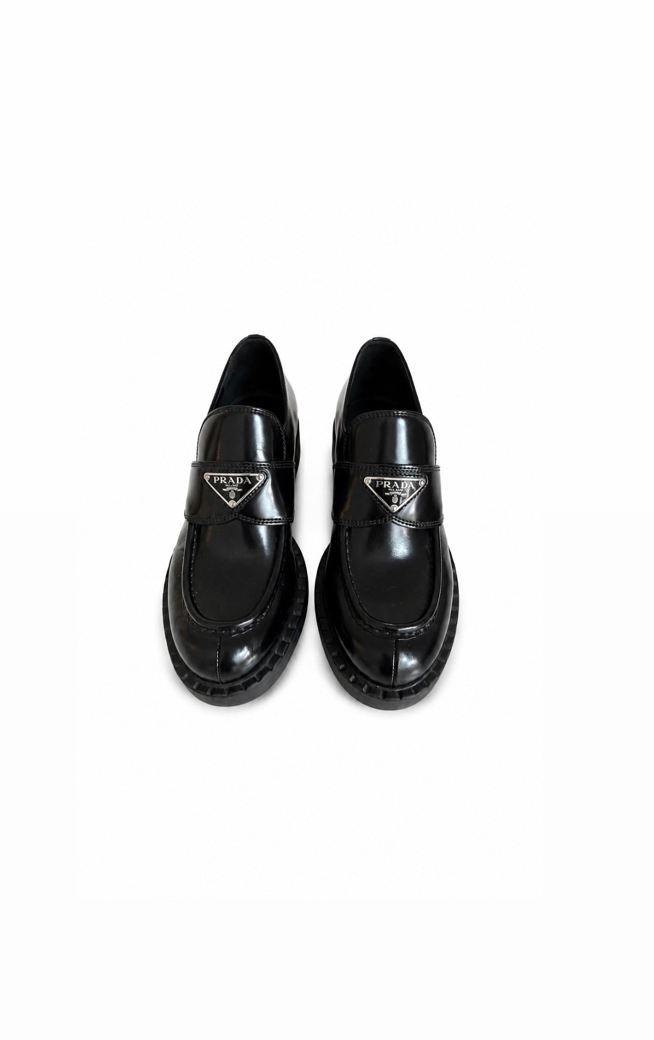 Black Platform Leather Loafers Like New Condition