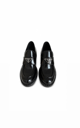 Black Platform Leather Loafers Like New Condition