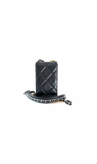 Black Quilted Lambskin Chanel 19 Phone Holder