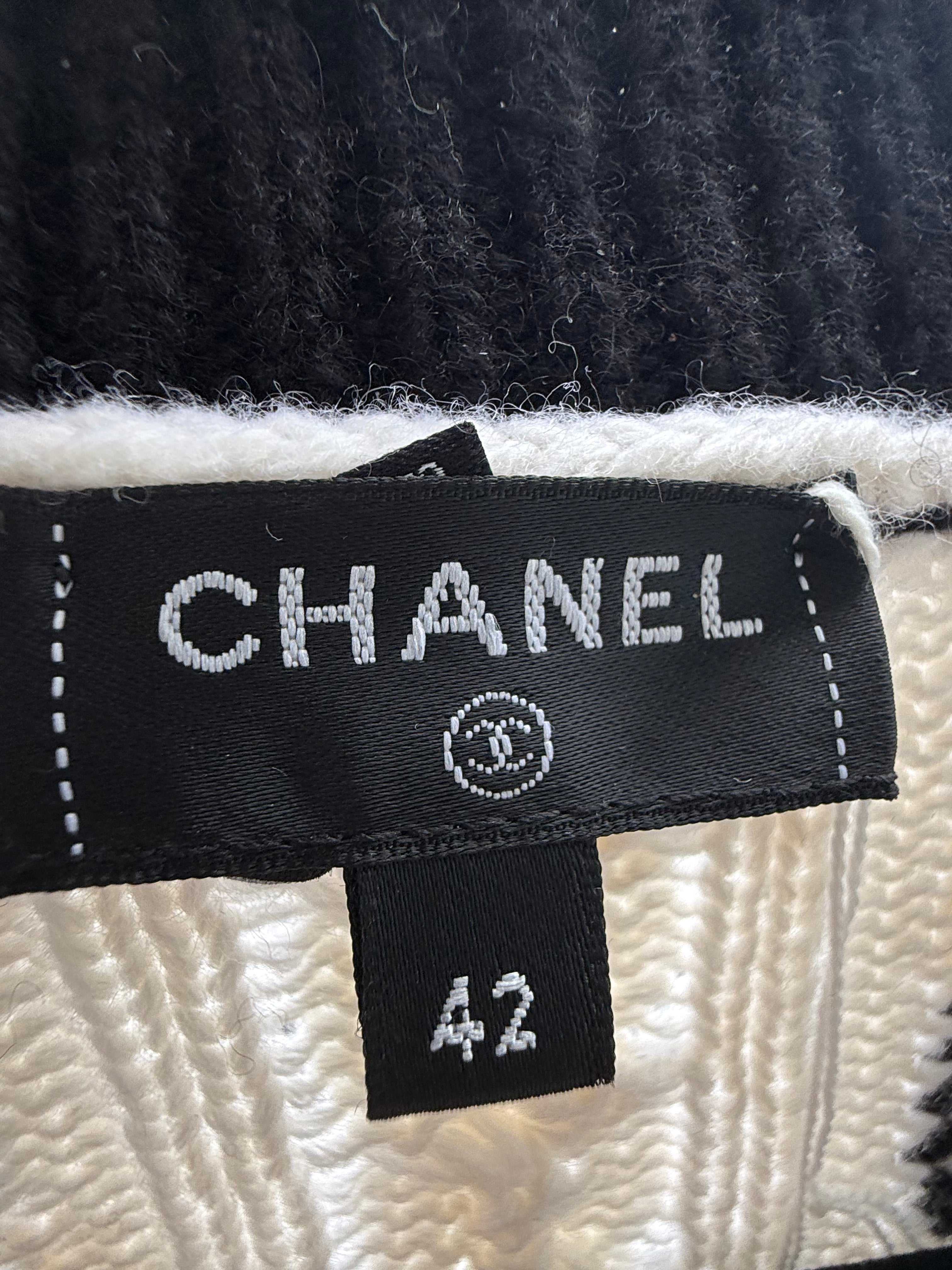 Chanel Black & White Cashmere Cardigan