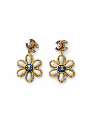 Chanel Flower Pearl Earrings