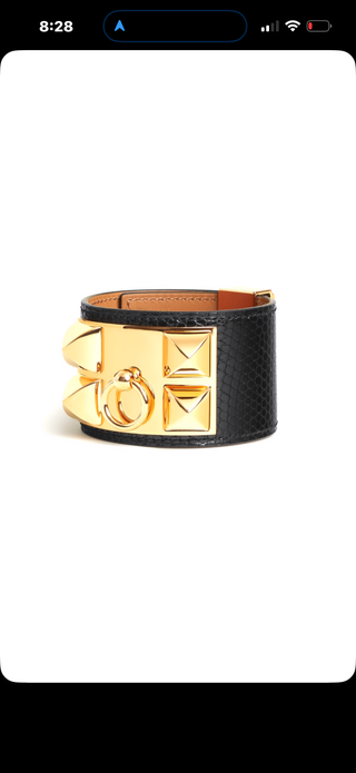 Hermes’ Collier De Chien Black Lizard Cuff